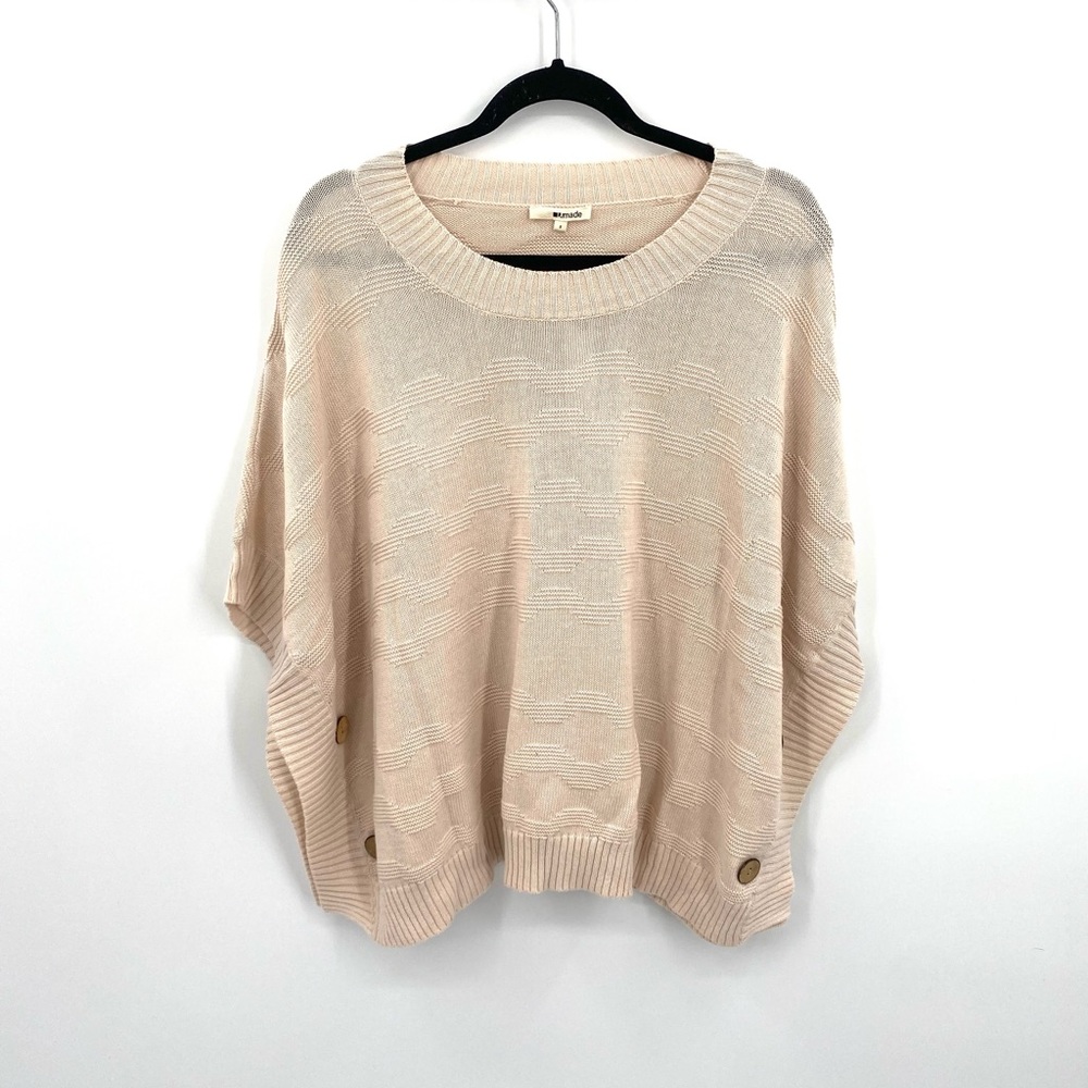 LAMade NWT cream oversized button side poncho